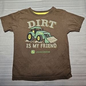 John Deere Brown T-Shirt with Green Tractor Graphic